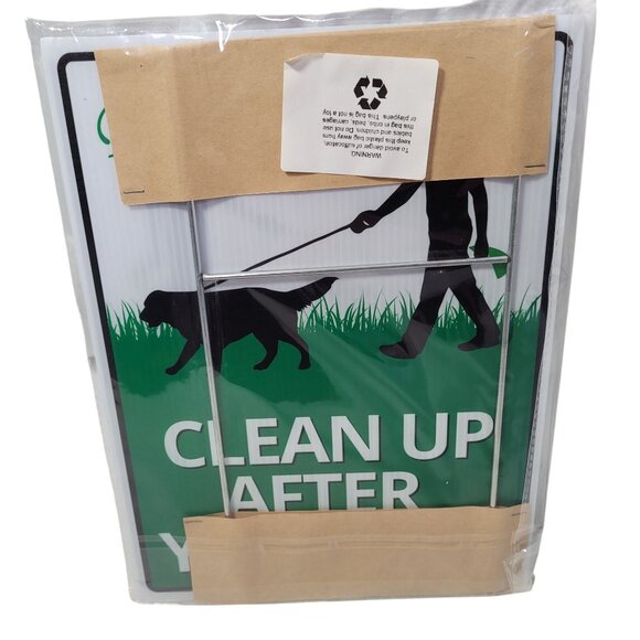 Anley Yard Sign "Please Clean Up After Your Dog" Lawn Signs 12 in. x 9 in. - Picture 2 of 6